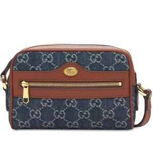 NWT Gucci Women's Blue Ophidia Gg Jacquard Denim Mini Bag